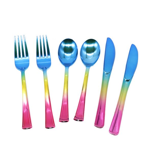 disposable spoon knife and fork set p.s plastic uv coating rainbow color combination set western food party use solid selling 0097
disposable spoon knife and fork set p.s plastic uv coating rainbow color combination set western food party use solid selling 0097