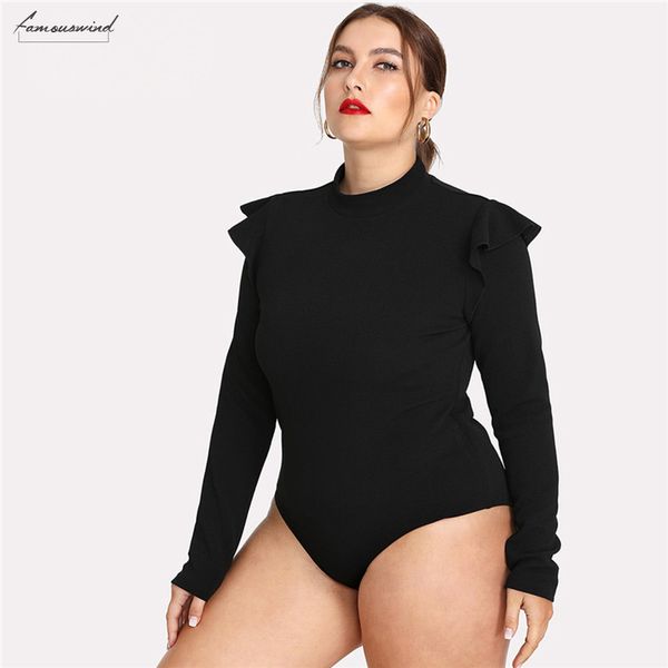 women black bodysuit ruffle embellished shoulder long sleeve plus size slim fit office lady autumn winter solid bodysuit, Black;white
women black bodysuit ruffle embellished shoulder long sleeve plus size slim fit office lady autumn winter solid bodysuit, Black;white
