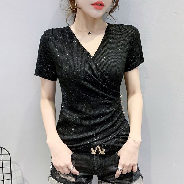 2020 summer western style small shirt european dress dress cross v-neck t-shirt women's short sleeve design top, White
2020 summer western style small shirt european dress dress cross v-neck t-shirt women's short sleeve design top, White