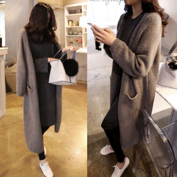 2017 new women's long cardigan sweater loose leisure knit cardigan full sleeve big pockets women solid color coat, White;black
2017 new women's long cardigan sweater loose leisure knit cardigan full sleeve big pockets women solid color coat, White;black