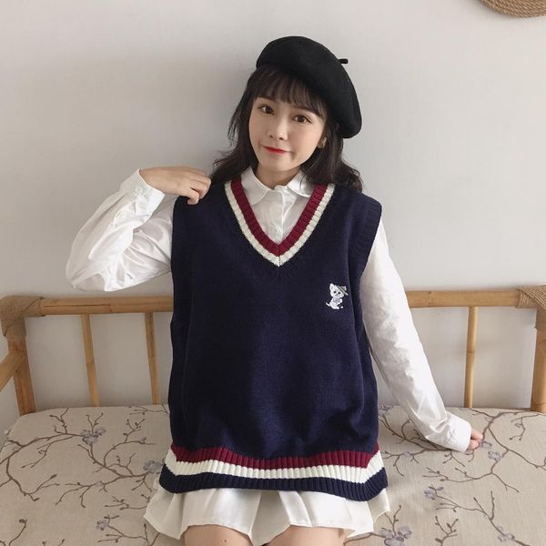 knitted women vest little kitty japan kawaii striped v-necked streetwear onesize loose oversize outwear cat pattern c2, Black;white
knitted women vest little kitty japan kawaii striped v-necked streetwear onesize loose oversize outwear cat pattern c2, Black;white