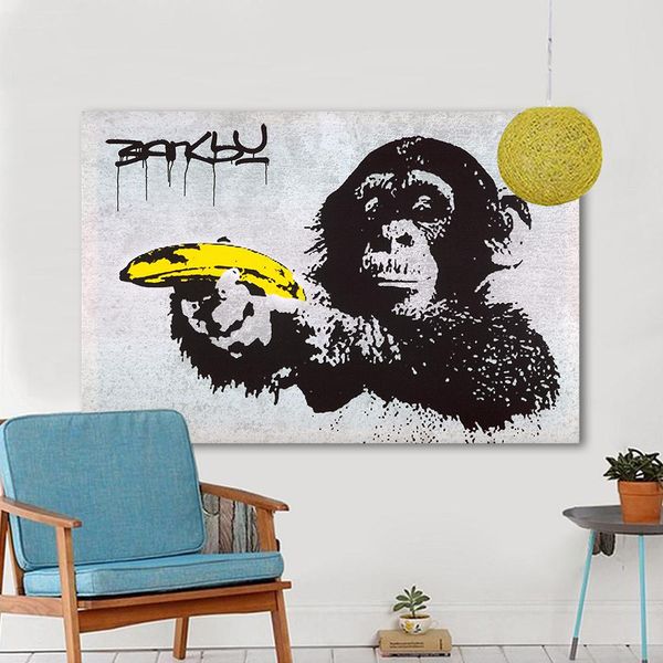 Chimpanzee Holding A Banana Hand Painted &HD Print Home Wall Decor Banksy Graffiti Art Oil painting on High Quality canvas Multi Sizes G160
Chimpanzee Holding A Banana Hand Painted &HD Print Home Wall Decor Banksy Graffiti Art Oil painting on High Quality canvas Multi Sizes G160