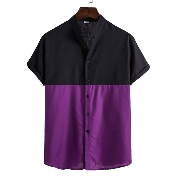 2020 men's shirt hawaii casual summer two-color stitching lapel short-sleeved shirt men's bottoming, White;black
2020 men's shirt hawaii casual summer two-color stitching lapel short-sleeved shirt men's bottoming, White;black
