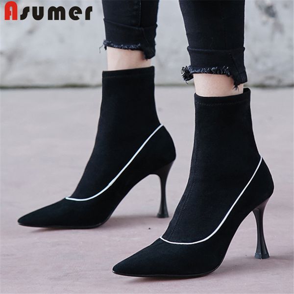 asumer plus size sheepskin suede leather women boots stiletto high heels wedding shoes pointed toe ankle boot, Black
asumer plus size sheepskin suede leather women boots stiletto high heels wedding shoes pointed toe ankle boot, Black