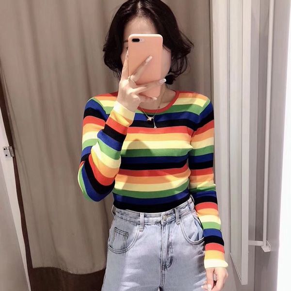 women autumn winter stripes slim long sleeved round collar knit sweater high street girl streetwear korean style short pullovers, White;black
women autumn winter stripes slim long sleeved round collar knit sweater high street girl streetwear korean style short pullovers, White;black