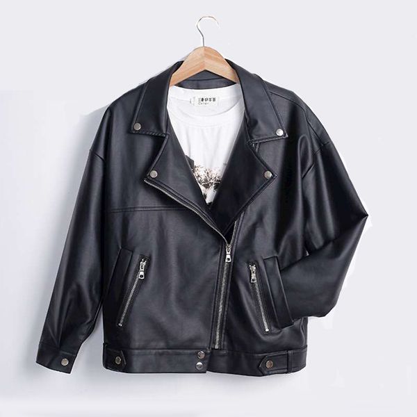 winter faux leather jacket female motorcycle basic coat women autumn short biker loose lady street wear moto outwear plus size, Black
winter faux leather jacket female motorcycle basic coat women autumn short biker loose lady street wear moto outwear plus size, Black