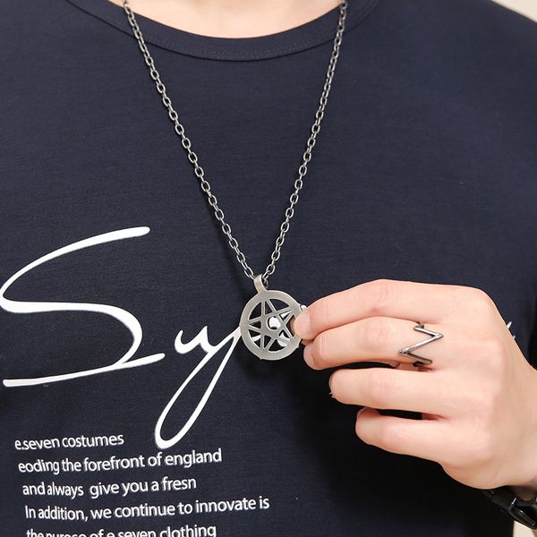 EuroAmerican Hiphop Music Festival Harajuku Zipper Fashion Creative Star Moon Pendant Hollow Necklace Hiphop Accessories