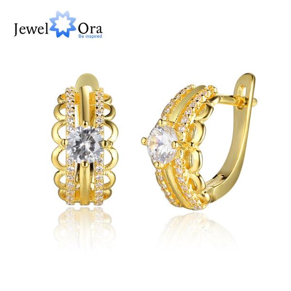 white cubic zirconia gold color hoop earring fashion party jewelry earrings for women gift for her (jewelora ea103140, Golden
white cubic zirconia gold color hoop earring fashion party jewelry earrings for women gift for her (jewelora ea103140, Golden