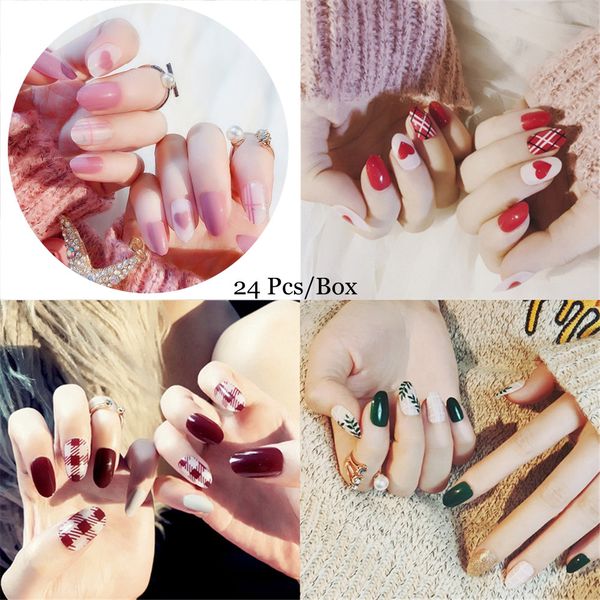 24pcs short round false nails french style full cover fake nail art design acrylic press on nail tips false faux extension, Red;gold
24pcs short round false nails french style full cover fake nail art design acrylic press on nail tips false faux extension, Red;gold