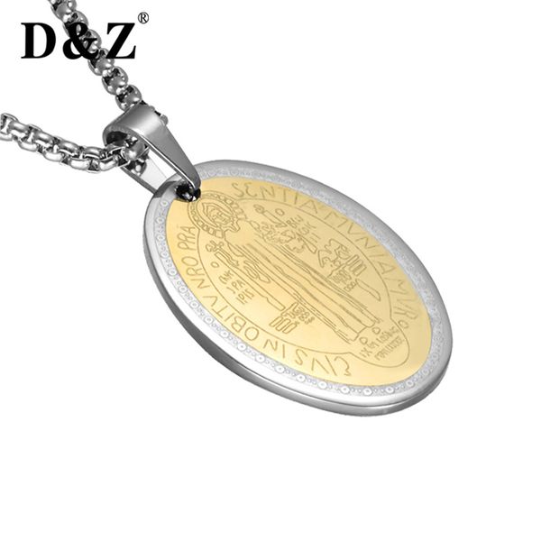 d&z stainless steel saint benedict san benito medal pendant necklace for men women religious jewelry, Silver
d&z stainless steel saint benedict san benito medal pendant necklace for men women religious jewelry, Silver