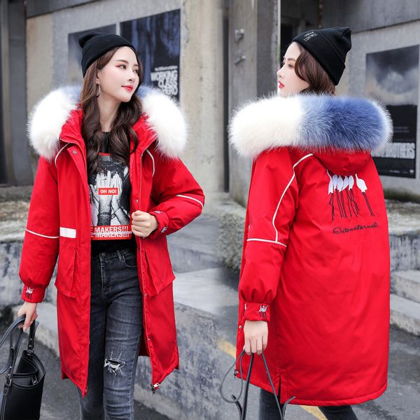 lugentolo parka women 2019 fashion loose party to overcome casual large fur collar behind embroidered tool zipper jacket, Black
lugentolo parka women 2019 fashion loose party to overcome casual large fur collar behind embroidered tool zipper jacket, Black