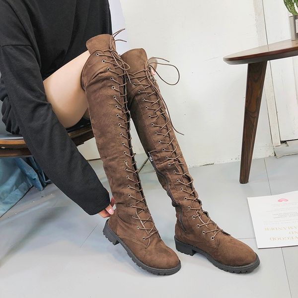 women boots stretch faux slim lace-up high boots over the knee moda botas de das mulheres sobre high heels shoes, Black
women boots stretch faux slim lace-up high boots over the knee moda botas de das mulheres sobre high heels shoes, Black
