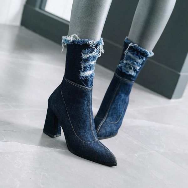 женщины boots женщина зима обувь размер 34-43 mid теленок high heels площади острым носом zipper отверстие denim верхняя +2018 новый дизайн, Black
женщины boots женщина зима обувь размер 34-43 mid теленок high heels площади острым носом zipper отверстие denim верхняя +2018 новый дизайн, Black