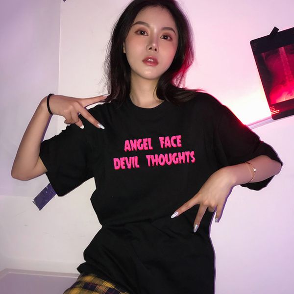 angel face devil thoughts print t-shirt chic harajuku streetwear women's summer new fashion loose o-neck ulzzang t-shirt b4wc107, White
angel face devil thoughts print t-shirt chic harajuku streetwear women's summer new fashion loose o-neck ulzzang t-shirt b4wc107, White