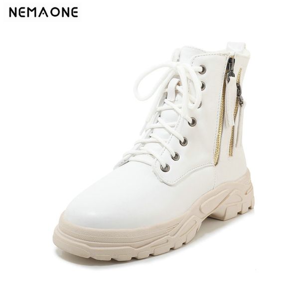 nemaone women flat platform ankle snow boots lace up casual shoes woman zipper spring winter boots female large size 34-43, Black
nemaone women flat platform ankle snow boots lace up casual shoes woman zipper spring winter boots female large size 34-43, Black