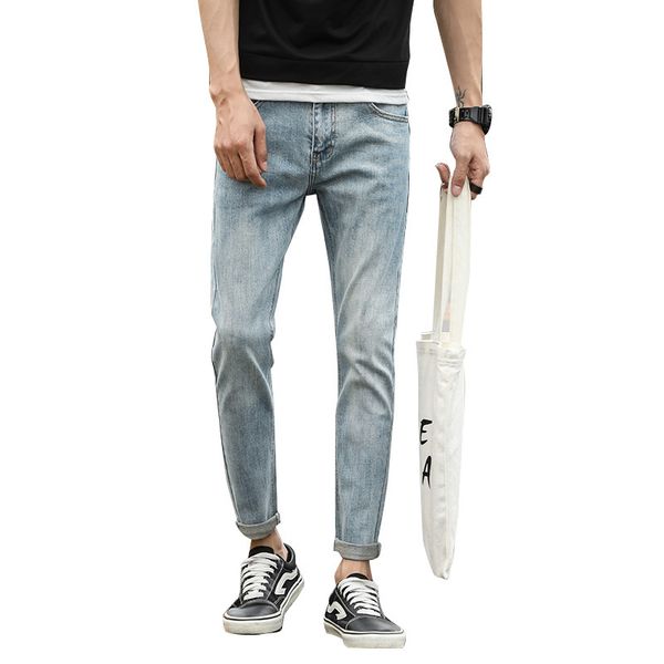 men's skinny jeans 2019 summer new slim pleated hole pencil pants cuffed feet ankle length casual mid waist denim trousers, Blue
men's skinny jeans 2019 summer new slim pleated hole pencil pants cuffed feet ankle length casual mid waist denim trousers, Blue
