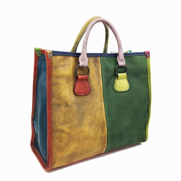 new retro women's handbag leather portable messenger bag stitching brushed leather briefcase
new retro women's handbag leather portable messenger bag stitching brushed leather briefcase