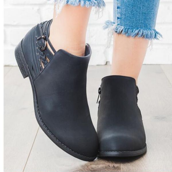 fashion women flat heel round head boots retro womens comfortable low-heele zipper non-slip roman shoe short boot botas mujer, Black
fashion women flat heel round head boots retro womens comfortable low-heele zipper non-slip roman shoe short boot botas mujer, Black