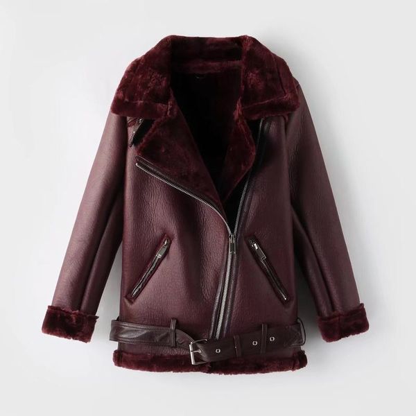 lapel women's leather coat europe america wool solid color leather coat protection jacket winter woman's clothing, Black
lapel women's leather coat europe america wool solid color leather coat protection jacket winter woman's clothing, Black