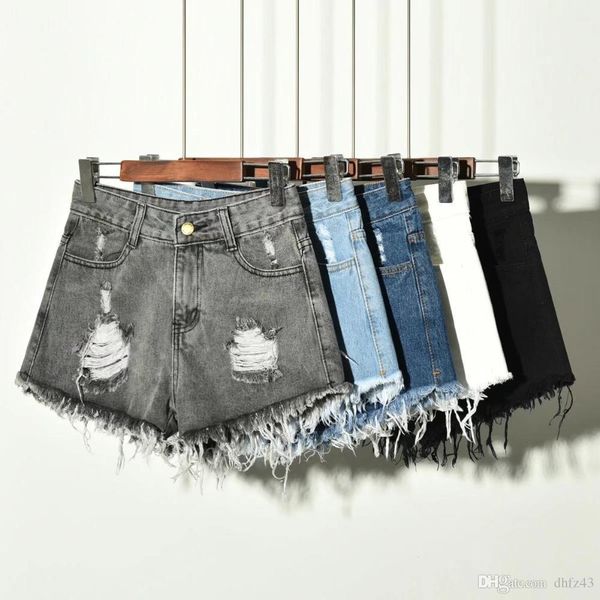 2019 new womens high waist tassel ripped jeans summer large size denim shorts, Blue
2019 new womens high waist tassel ripped jeans summer large size denim shorts, Blue