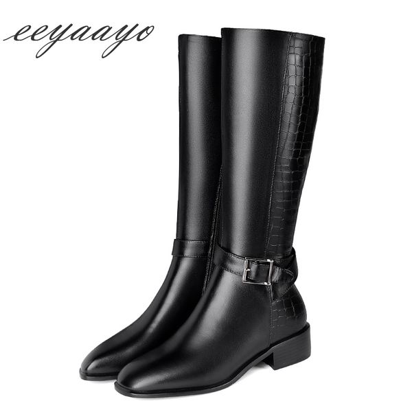 2019 new genuine leather winter women knee-high boots middle heel square toe zipper metal casual women shoes black riding boots
2019 new genuine leather winter women knee-high boots middle heel square toe zipper metal casual women shoes black riding boots