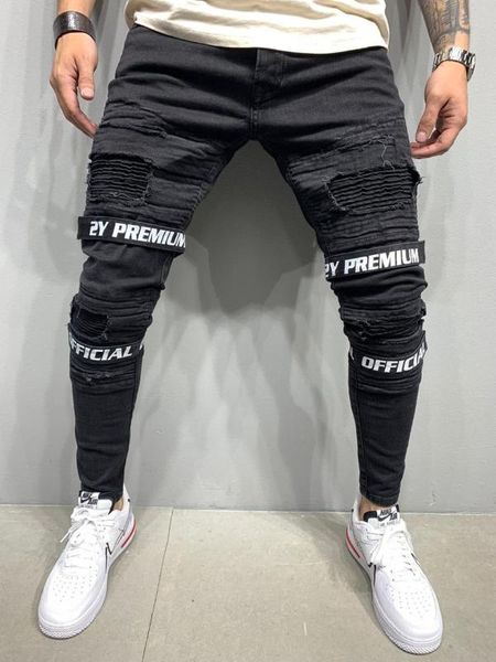 черное проблемные double кольцевание street style денимы джинсы, Blue 
черное проблемные double кольцевание street style денимы джинсы, Blue