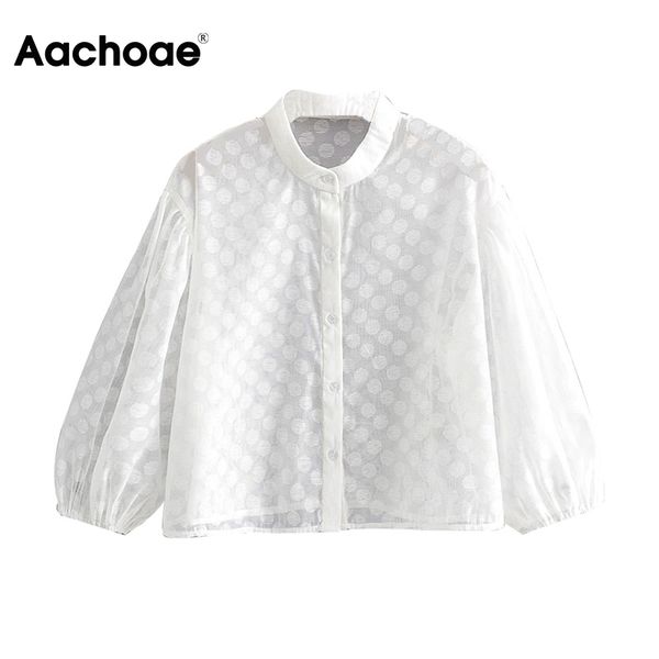 women polka dot transparent blouse spring summer organza lace loose three quarter sleeve v-neck see through ladies, White
women polka dot transparent blouse spring summer organza lace loose three quarter sleeve v-neck see through ladies, White