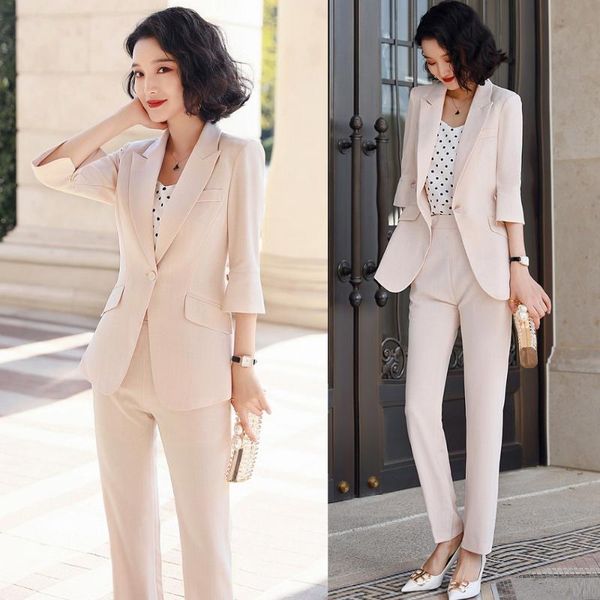 formal office ladies pant suits for women business suits apricot blazer and jacket sets half sleeve work wear clothes, White;black
formal office ladies pant suits for women business suits apricot blazer and jacket sets half sleeve work wear clothes, White;black
