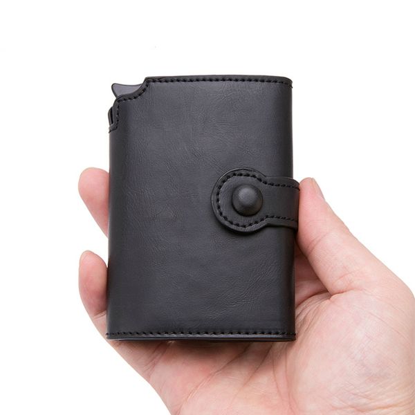 holder 2020 men button metal aluminum auto -up rfid id card case black wallet coin purse, Red;black 
holder 2020 men button metal aluminum auto -up rfid id card case black wallet coin purse, Red;black
