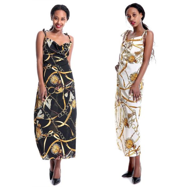 european and american women's 2020 explosion fashion chain printed satin sling neck dress feminine long skirt, Black;gray
european and american women's 2020 explosion fashion chain printed satin sling neck dress feminine long skirt, Black;gray
