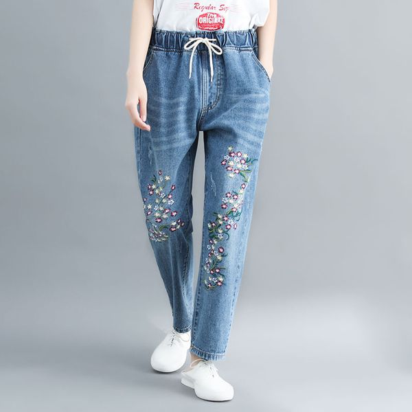 women's jeans plus size embroidery woman spring summer elastic waist mom harem pants women vaqueros mujer denim jean femme c6109, Blue
women's jeans plus size embroidery woman spring summer elastic waist mom harem pants women vaqueros mujer denim jean femme c6109, Blue