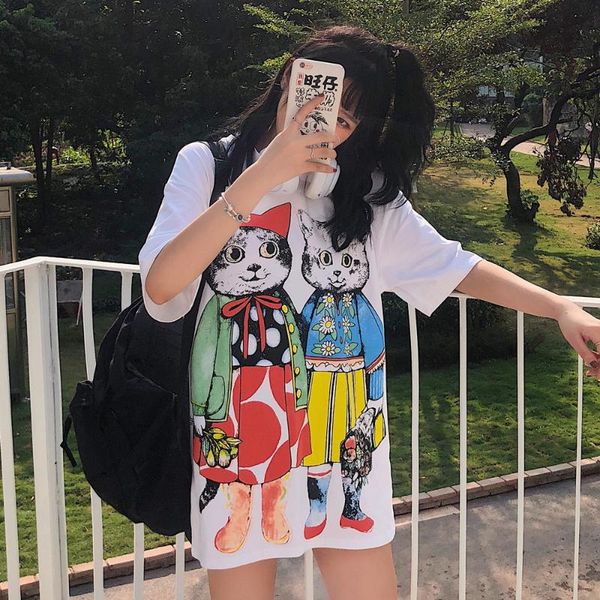 2020 new style hip hop women's dress korean-style popular brand fat mm large size loose printing short-sleeved t-shirt, White
2020 new style hip hop women's dress korean-style popular brand fat mm large size loose printing short-sleeved t-shirt, White