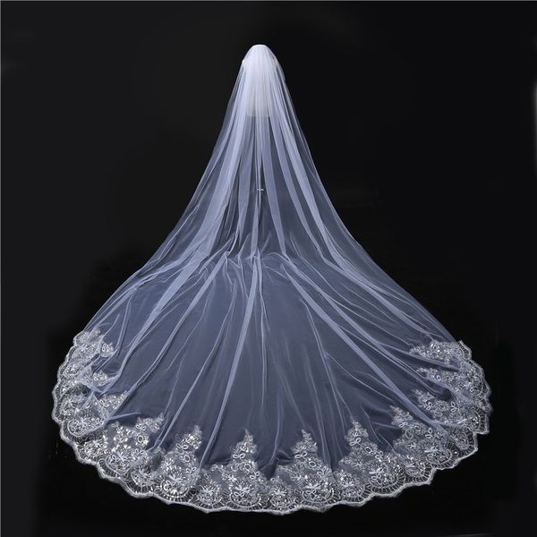 2019 fashion wedding veils cathedral length full lace edge appliqued tulle bridal veils one layer with combs white ivory customized, Black
2019 fashion wedding veils cathedral length full lace edge appliqued tulle bridal veils one layer with combs white ivory customized, Black
