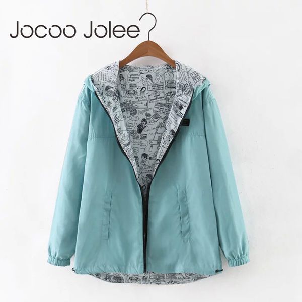 jocoo jolee 2018 autumn women bomber basic jacket pocket zipper hooded two side wear cartoon print outwear loose coat, Black;brown
jocoo jolee 2018 autumn women bomber basic jacket pocket zipper hooded two side wear cartoon print outwear loose coat, Black;brown