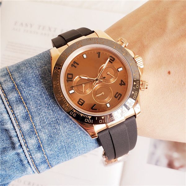 116515 automatic 2813 mechanical watch rose gold cosmograph mens watches crystal oysterflex rubber strap wristwatches, Slivery;brown
116515 automatic 2813 mechanical watch rose gold cosmograph mens watches crystal oysterflex rubber strap wristwatches, Slivery;brown