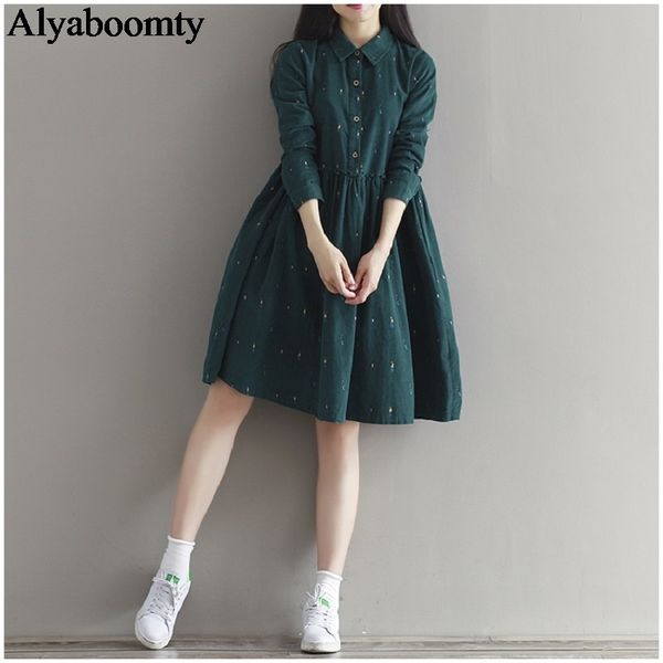 2019 vintage women loose dress turn-down collar character full sleeve casual vestidos femininos corduroy green retro lady dress, Black;pink
2019 vintage women loose dress turn-down collar character full sleeve casual vestidos femininos corduroy green retro lady dress, Black;pink