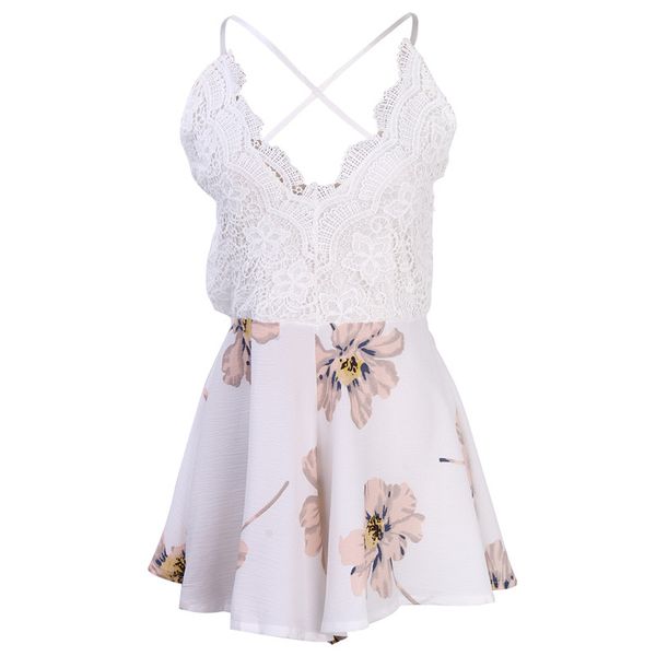 Women Dress Backless Ladies Club Wear Bodycon Party Romper Bodysuit Lace Patchwork Floral Print White Sling Mini Vestido
Women Dress Backless Ladies Club Wear Bodycon Party Romper Bodysuit Lace Patchwork Floral Print White Sling Mini Vestido