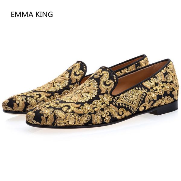gold embroidered loafers shoes men round toe sewing dress wedding shoes male slip on creepers casual flats, Black
gold embroidered loafers shoes men round toe sewing dress wedding shoes male slip on creepers casual flats, Black