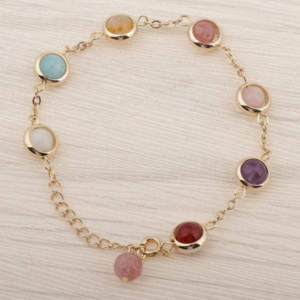 chic women lucky moonstone beads charm bracelet rainbow bangle copper chain anklet, Golden;silver 
chic women lucky moonstone beads charm bracelet rainbow bangle copper chain anklet, Golden;silver