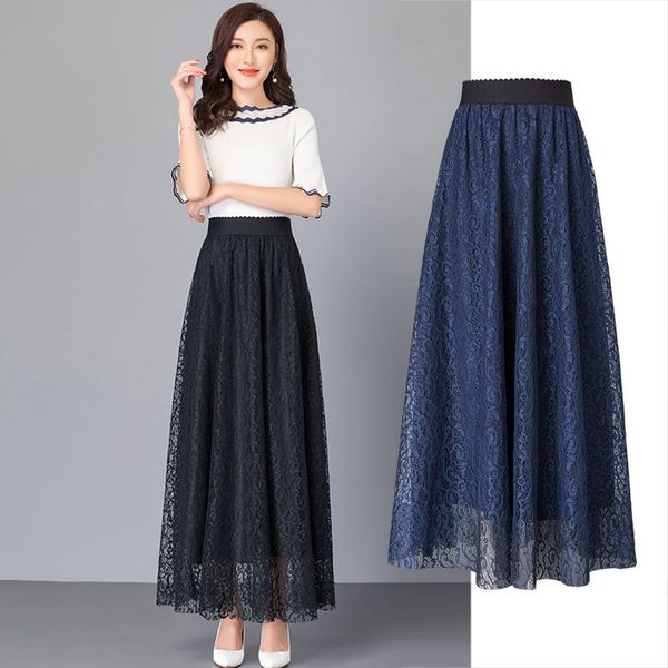 2020 new summer women hollow out high waist temperament lace skirt female all-match petticoat big wings pleated maxi skirts z39, Black
2020 new summer women hollow out high waist temperament lace skirt female all-match petticoat big wings pleated maxi skirts z39, Black