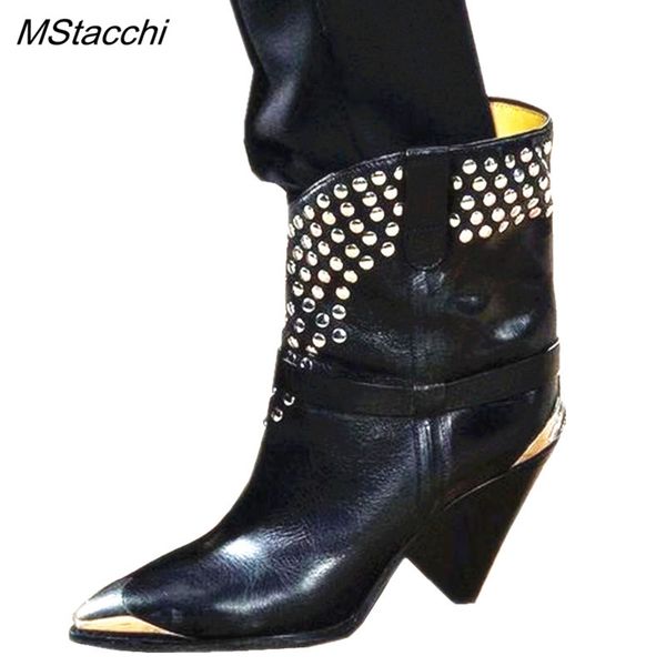 mstacchi 2019 chic leather ankle boots women metal pointed toe rivet tassel strange high heel boots woman fashion western boots mx190801, Black
mstacchi 2019 chic leather ankle boots women metal pointed toe rivet tassel strange high heel boots woman fashion western boots mx190801, Black