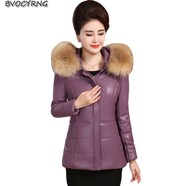 winter women's leather large size thick down cotton jacket women short middle-aged clothing coat female high-end leather, Black
winter women's leather large size thick down cotton jacket women short middle-aged clothing coat female high-end leather, Black