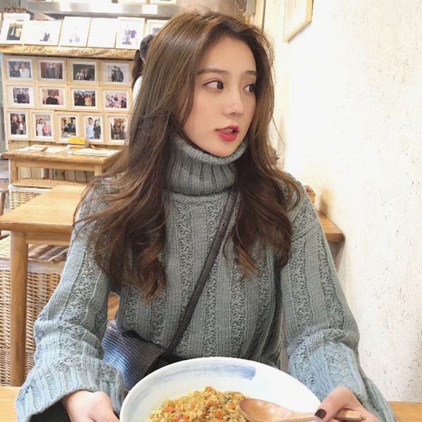 sweater women autumn winter flare sleeve sweater solid color high collar knitted hedging women sweaters pullovers mm, White;black
sweater women autumn winter flare sleeve sweater solid color high collar knitted hedging women sweaters pullovers mm, White;black