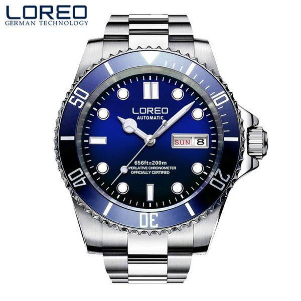 loreo men watches auto date sapphire watch sports stainless steel luminous waterproof 200m diver automatic mechanical wristwatch, Slivery;brown
loreo men watches auto date sapphire watch sports stainless steel luminous waterproof 200m diver automatic mechanical wristwatch, Slivery;brown