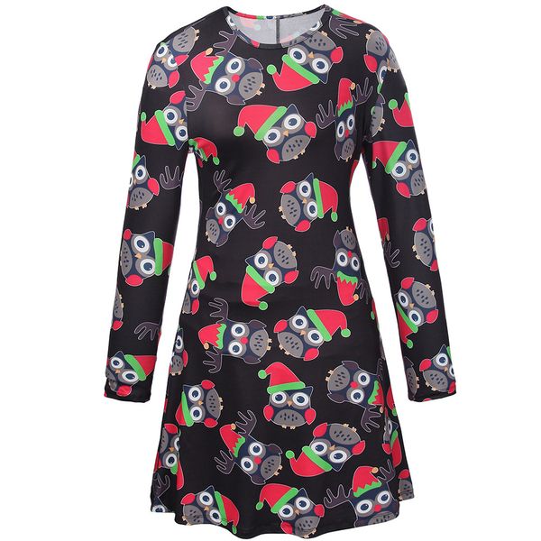 europe and america cross border popular women's dress autumn and winter leisure christmas leisure printing long sleeve dress, White;black
europe and america cross border popular women's dress autumn and winter leisure christmas leisure printing long sleeve dress, White;black