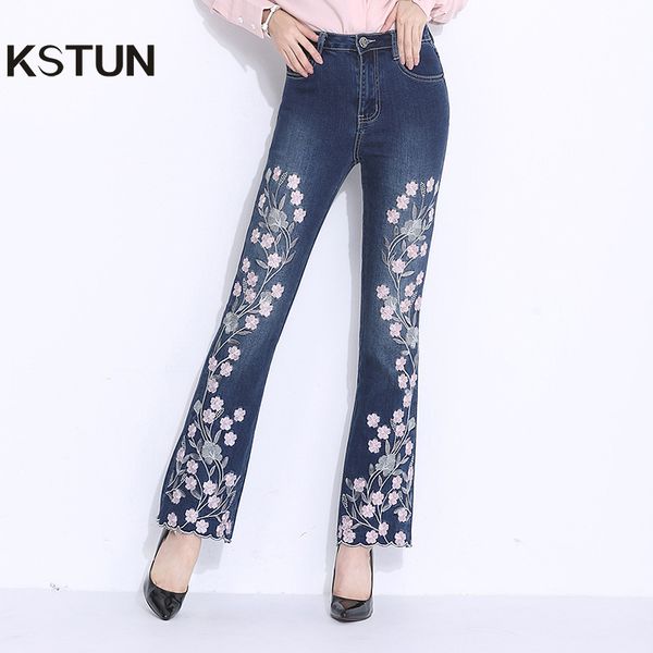 kstun women's jeans new arrivals high waist folk style flare pants embroidered floral pattern stretch yong girls femme big size, Blue
kstun women's jeans new arrivals high waist folk style flare pants embroidered floral pattern stretch yong girls femme big size, Blue