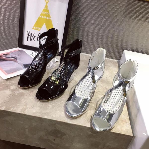 boots elegant women sandals rhinestone hollow air mesh ankle woman transparent block high heels peep toe summer party boot, Black
boots elegant women sandals rhinestone hollow air mesh ankle woman transparent block high heels peep toe summer party boot, Black