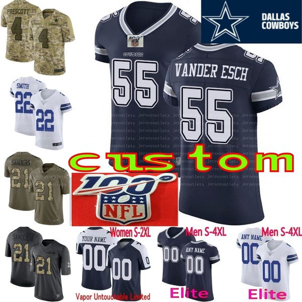 

100th anniversary custom cowboy men youth women dalla ezekiel elliott dak prescott jason witten emmitt smith camo cooper elite jersey 01, Black;red