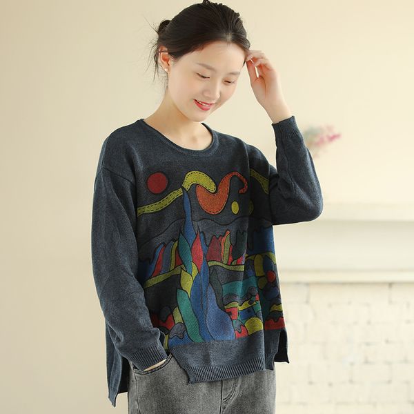 2020 spring sweater women knitting loose retro pullovers new ladies o-neck print pattern casual all-match sweater, White;black
2020 spring sweater women knitting loose retro pullovers new ladies o-neck print pattern casual all-match sweater, White;black