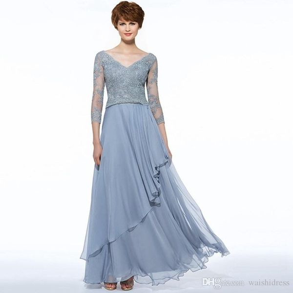 2018 elegant sky blue long mother of the bride dress 3/4 sleeves lace chiffon custom wedding party mother dress plus size, Black;red
2018 elegant sky blue long mother of the bride dress 3/4 sleeves lace chiffon custom wedding party mother dress plus size, Black;red